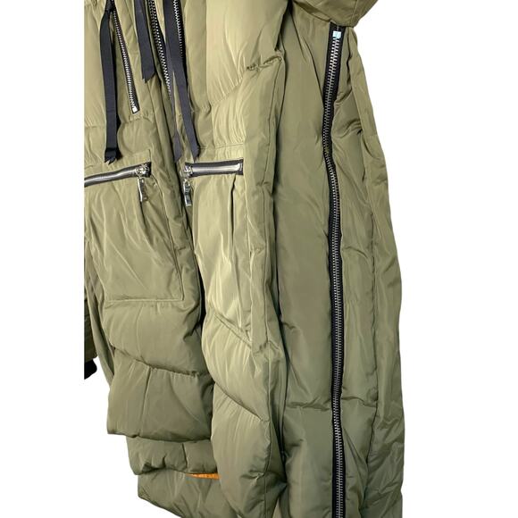 OROLAY Women's XS Thickened Down Hooded Coat Army Green Orange Lining - Picture 8 of 13